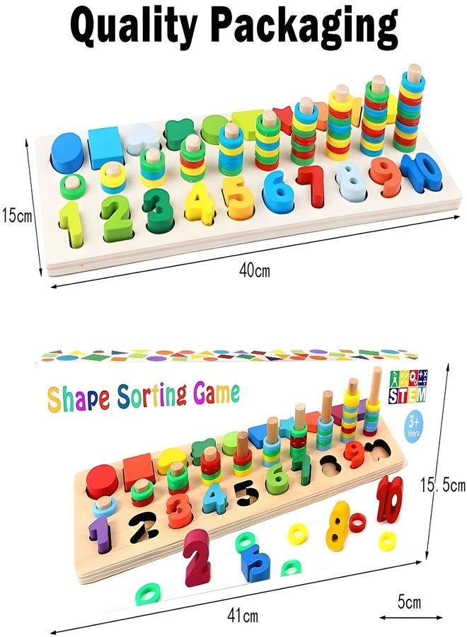 SANTALON 3-in-1 Wooden Puzzles for Toddlers | ABC Alphabet, Numbers & Shapes Learning Puzzle Board for Kids | Early Educational Toys for 1-3 & 2-4 Years | Brain Development Wooden Puzzle Blocks - Image 5